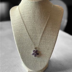 Amethyst Gemstone Sterling Silver Flower Pendant